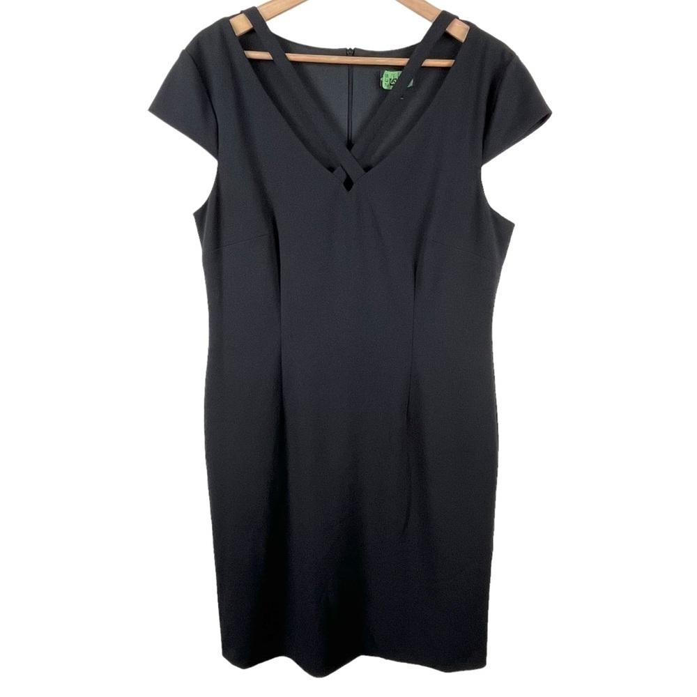 Connected Apparel Black Sheath Stretchy Career Dress Size 14